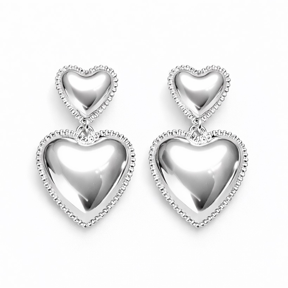 Shimmering Silver Heart Earrings